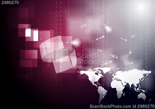 Image of Hi-tech abstract background with squares and world map