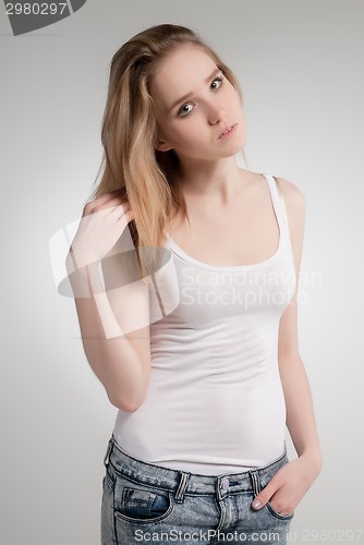 Image of Beautiful sad woman