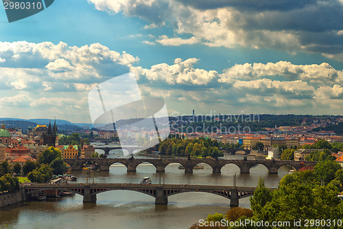 Image of Bridge and rooftops of Prague