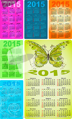 Image of Set colorful pocket calendars for 2015