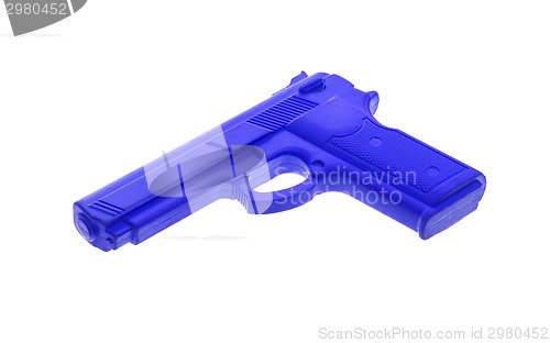 Image of Blue training gun isolated on white