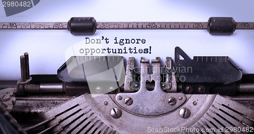 Image of Vintage inscription made by old typewriter
