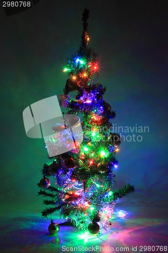 Image of christmas tree from the color lights 