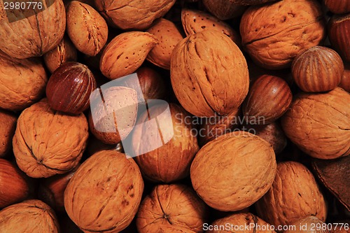 Image of different nuts background