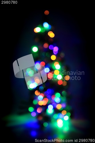 Image of christmas tree from the color lights 