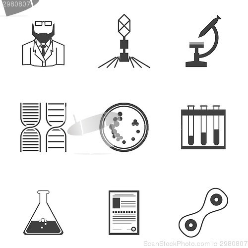 Image of Black vector icons for bacteriology