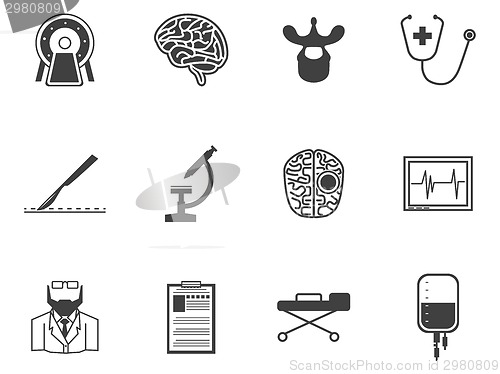 Image of Black vector icons for neurosurgery