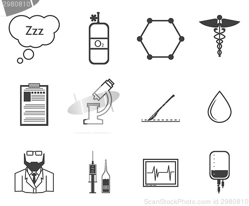 Image of Black vector icons for anesthesiology