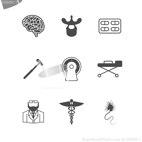 Image of Black vector icons for neurology