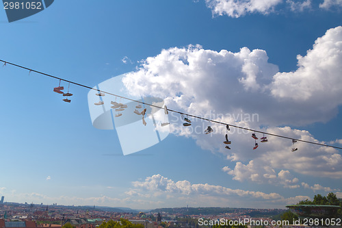 Image of Shoes hanging over Prague