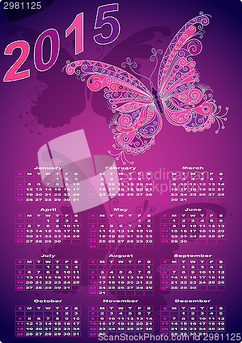 Image of Dark violet pocket calendars for 2015 