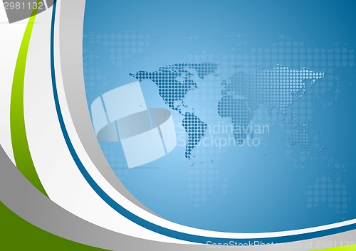 Image of Bright wavy background with world map