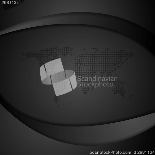 Image of Black waves and world map