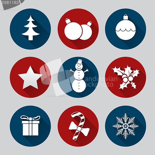 Image of Flat christmas icon set 