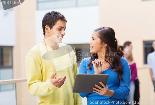 Image of group of smiling students tablet pc computer