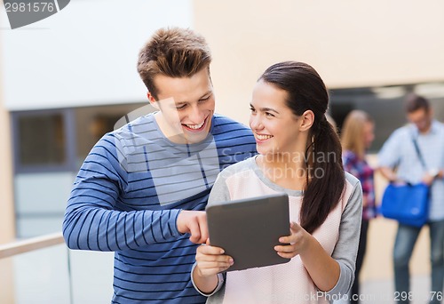 Image of group of smiling students tablet pc computer