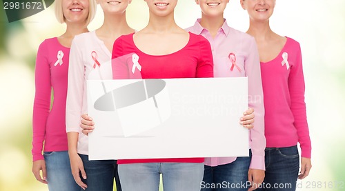 Image of close up of women with cancer awareness ribbons