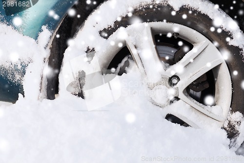 Image of closeup of car wheel