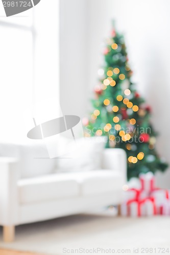 Image of room with christmas tree and presents background
