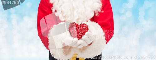 Image of close up of santa claus with heart shape