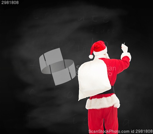 Image of man in costume of santa claus with bag