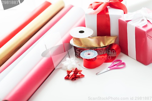 Image of close up of christmas presents