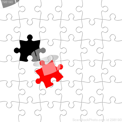 Image of Puzzle with displaced piece in red