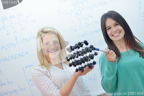 Image of happy teens group in school