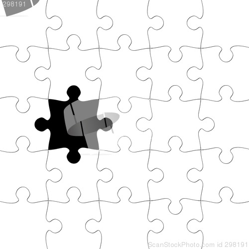 Image of Puzzle with missing piece in black