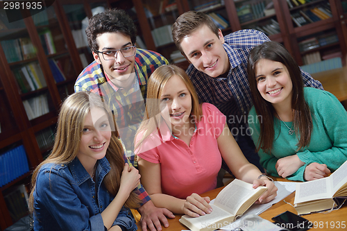 Image of happy teens group in school