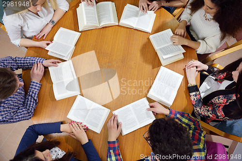 Image of happy teens group in school