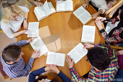 Image of happy teens group in school