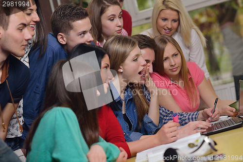 Image of happy teens group in school