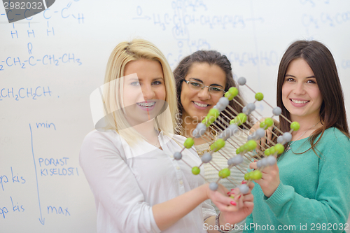 Image of happy teens group in school