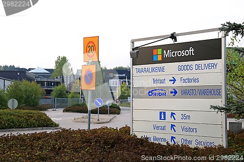 Image of Microsoft Signage and Corporate Building in Salo, Finland