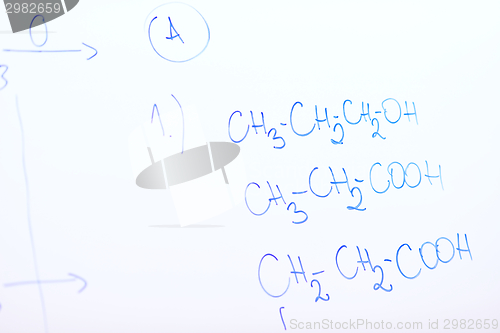 Image of chemical molecule structure on white boar