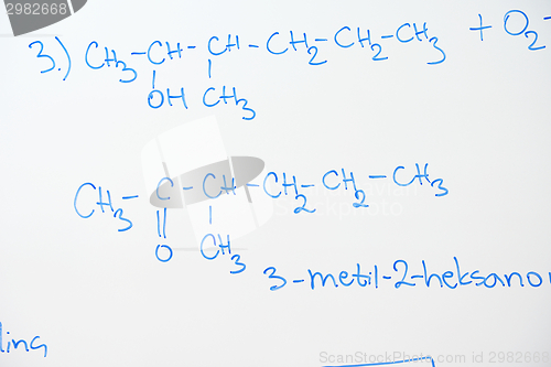 Image of chemical molecule structure on white boar