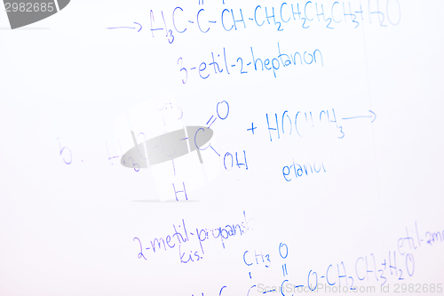 Image of chemical molecule structure on white boar