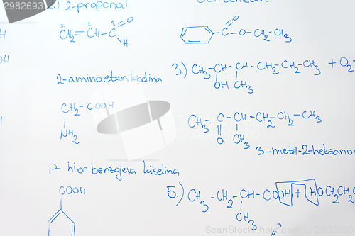 Image of chemical molecule structure on white boar