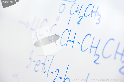 Image of chemical molecule structure on white boar