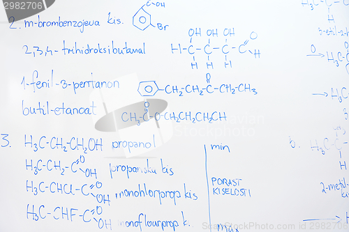 Image of chemical molecule structure on white boar