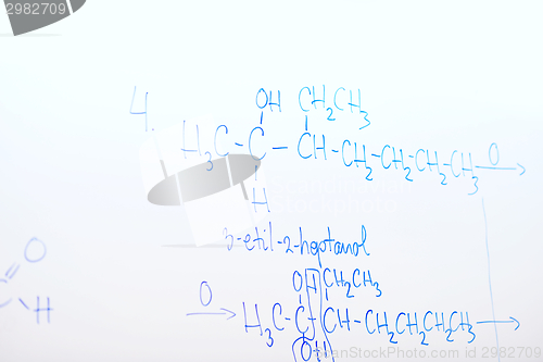 Image of chemical molecule structure on white boar