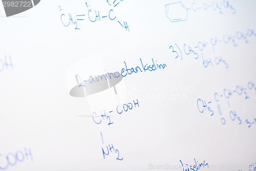 Image of chemical molecule structure on white boar