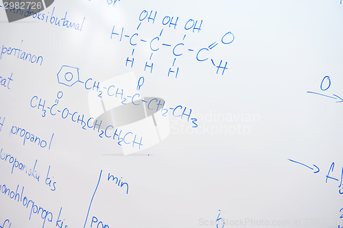 Image of chemical molecule structure on white boar