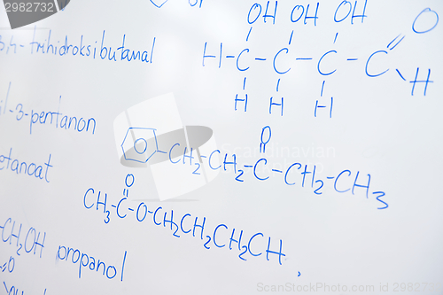 Image of chemical molecule structure on white boar