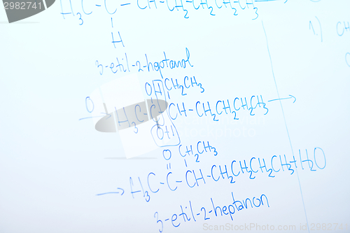 Image of chemical molecule structure on white boar