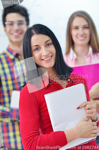 Image of happy teens group in school