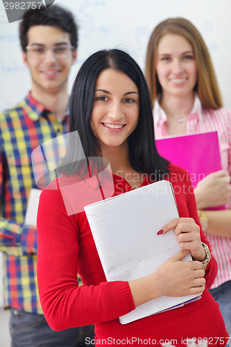 Image of happy teens group in school
