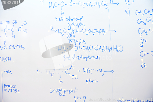 Image of chemical molecule structure on white boar
