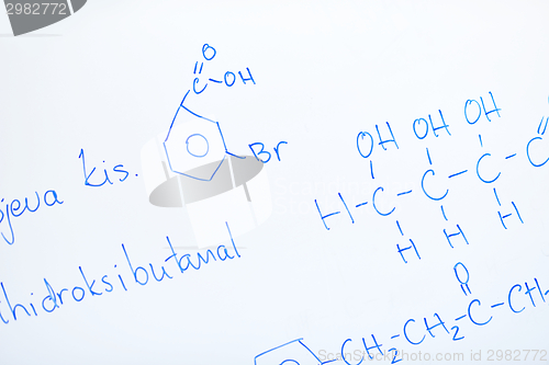 Image of chemical molecule structure on white boar